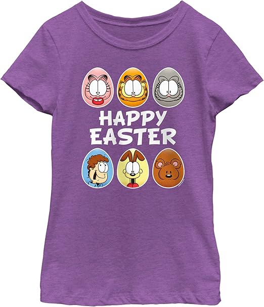 Nickelodeon Garfield Easter Eggs Girls Short Sleeve Tee Shirt