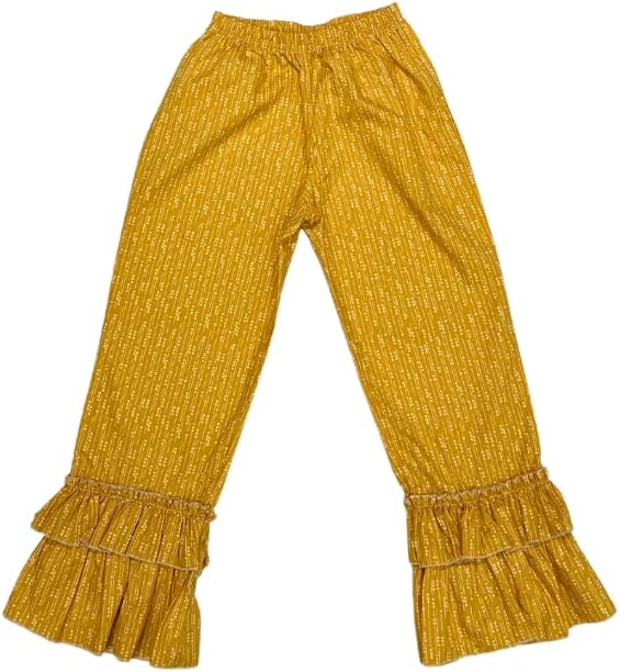 Star Vixen Girls' Elastic Waist Pants with Double Ruffle Bottom