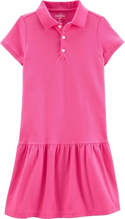 OshKosh B'Gosh Girls' Little Uniform Polo Dress, Dynamite Pink, 6-6X