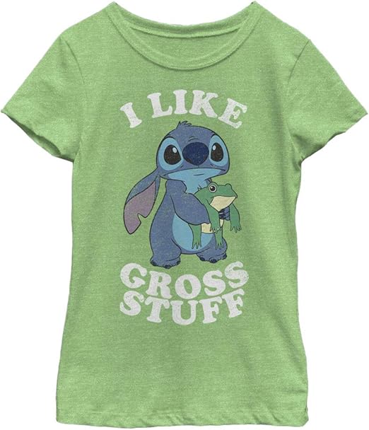 Disney Lilo Like Gross Stuff Stitch Girl's Heather Crew Tee