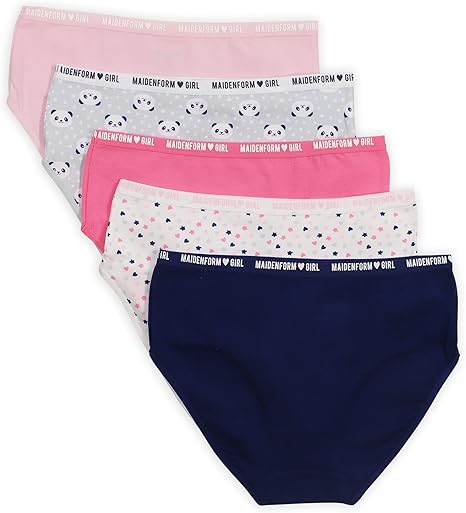 Girls' Cotton Brief Panties, 5 Pack