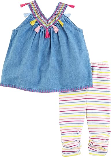 Mud Pie Girls Casual Tunic & Legging Set, Tassel, 3T US