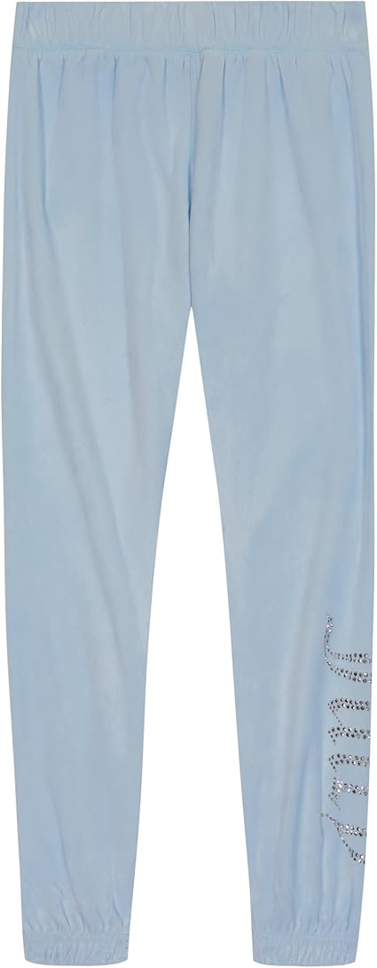 Juicy Couture Girls' Plush Velour Pant and Hoodie Sweatshirt Seperates, Sky Blue, 8-10