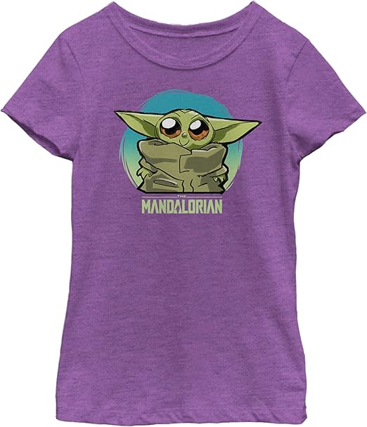 The Mandalorian Girl's Star Wars The Child Blue Circle Big Eyes T-Shirt