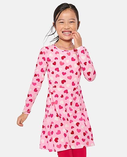 The Children's Place Girls' Long Sleeve Knit Casual Skater Dress