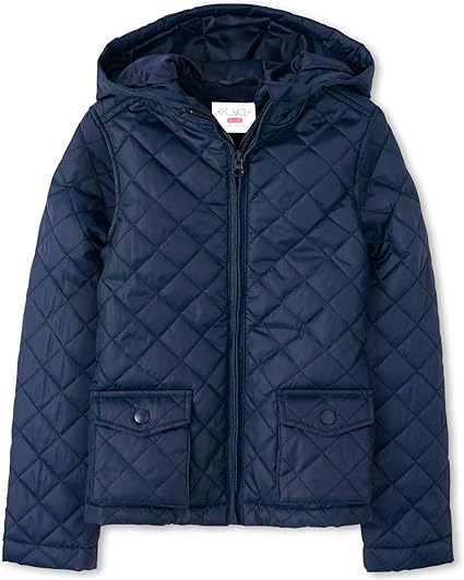 The Children's Place Girls' Zip Up Quilted Hooded Jacket