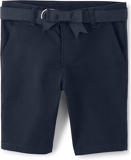 Gymboree Girls and Toddler Belted Twill Chino Shorts, Navy Slate, 12