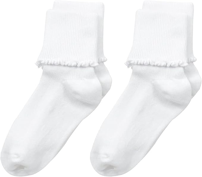 Jefferies Socks Big Girls' Seamless Ripple Edge Socks 2 Pair Pack