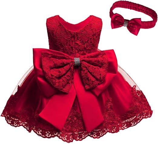 0-6T Toddler Baby Girl Embroidered Tutu Ball Gown Lace Dresses with Headwear