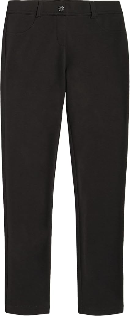 Nautica Girls' School Uniform Interlock Skinny Leg Jegging, Elasticized Waistband with Faux Button Closure, Stretch Material