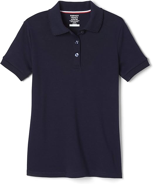 French Toast Girls' Short Sleeve Picot Collar Polo School Uniform Shirt (Standard and Plus)