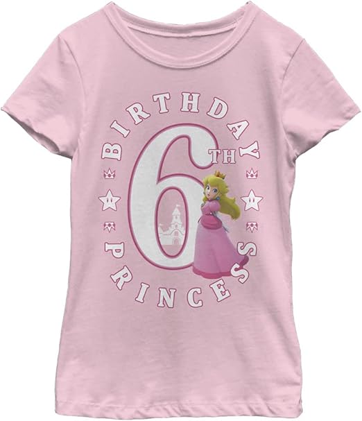 Nintendo Girl's Peach Birthday 6 T-Shirt