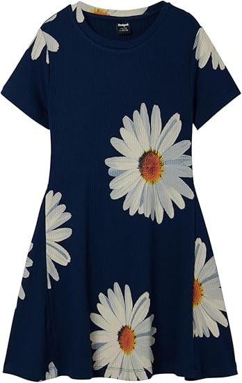 Desigual Little Girl's Short Ribbed Daisy Dress