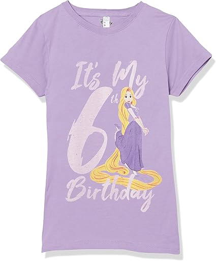 Disney Little, Big Princesses Rapunzel 6th Birthday Girls Short Sleeve Tee Shirt