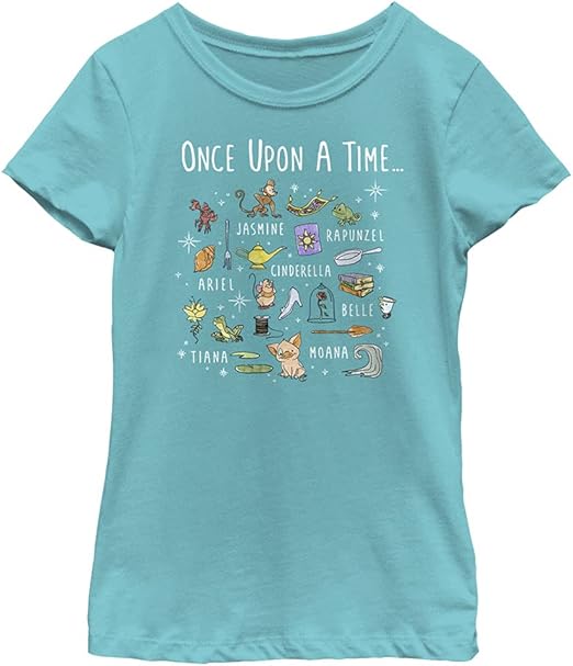 Disney Princess Once Upon a Time Girl's Solid Crew Tee