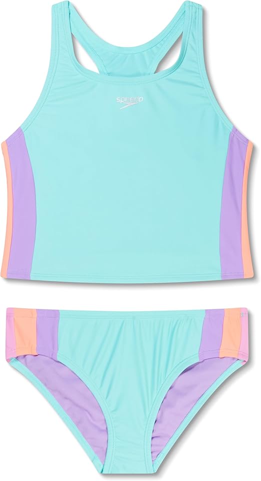 Speedo Girls' Swimsuit Two Piece Tankini Thick Strap