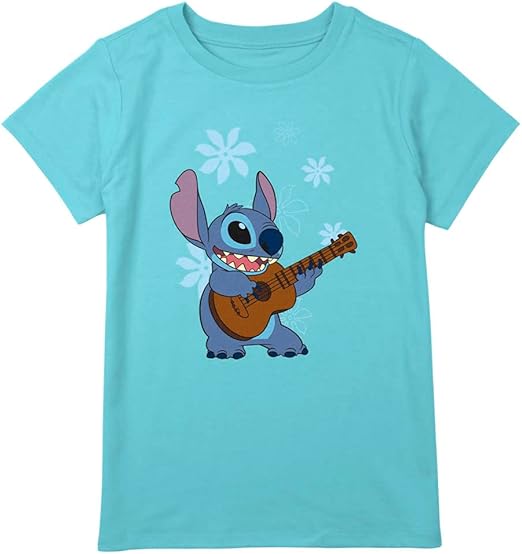 Disney Plus Size Lilo Stitch Flowers Girls Short Sleeve Tee Shirt