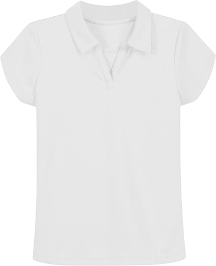 IZOD Girls' School Uniform Short Sleeve Polo Shirt, Button Closure, Moisture Wicking/Performance Material, Fade Resistant