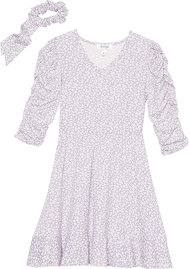 Speechless Girls' 3/4 Sleeve Ruffled Knit Dress