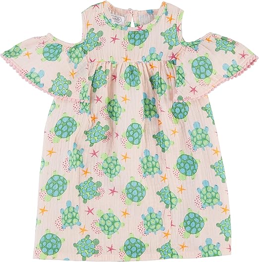 Mud Pie Girls' One Size Pink Turtle Dress