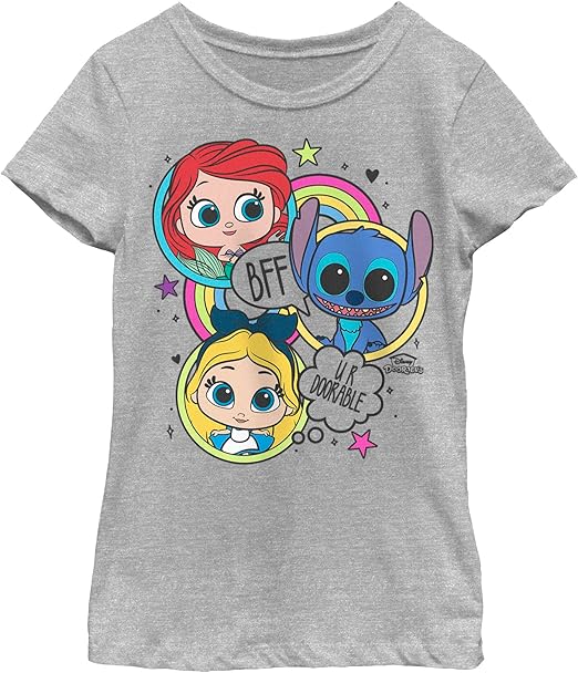 Disney Doorables Jumble Ariel Stitch Alice Girls Short Sleeve Tee Shirt