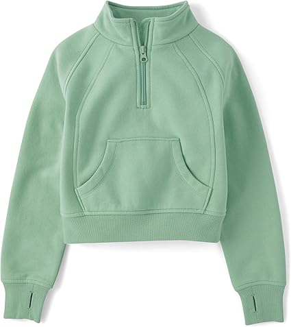 The Children's Place girls Fleece Quarter Zip Hooded Sweatshirt