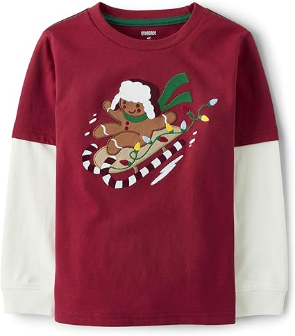 Gymboree Girls' and Toddler Embroidered Graphic Long Sleeve Layered T-Shirts