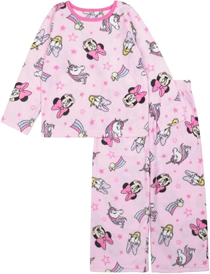 Disney Girls' 2-Piece Loose-fit Set, Princess Pajamas, Soft & Cute for Kids