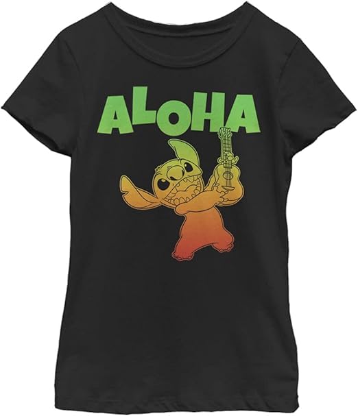 Disney Lilo Aloha Stitch Girl's Solid Crew Tee