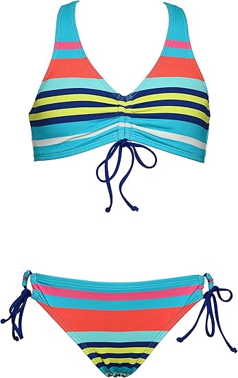 Hobie Girls' Racerback Bikini Top and Side Tie Hipster Bottom Swimsuit Set