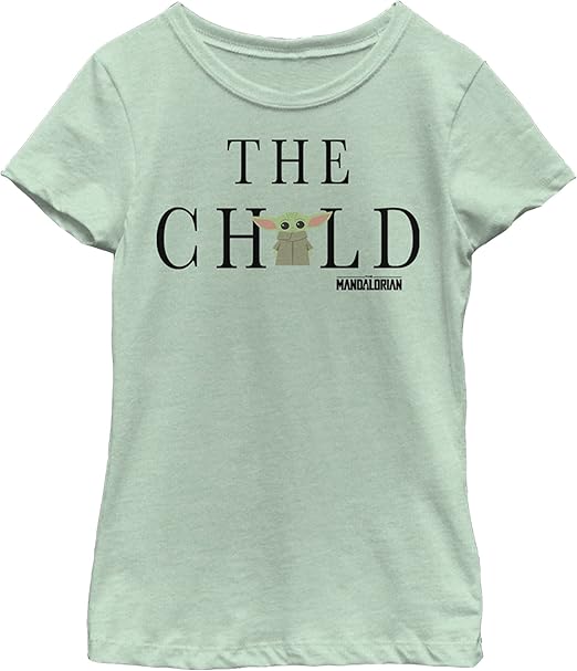 The Mandalorian Girl's Star Wars The Child Text Logo T-Shirt