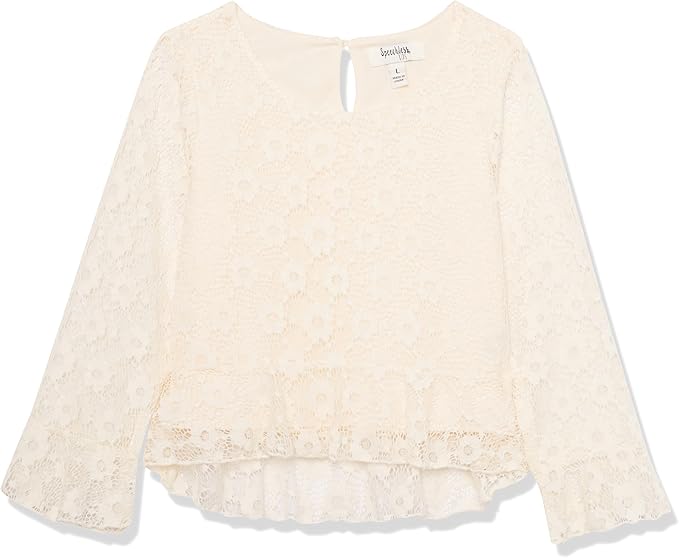 Speechless Girls' Embroidery Mesh Long Sleeve Top