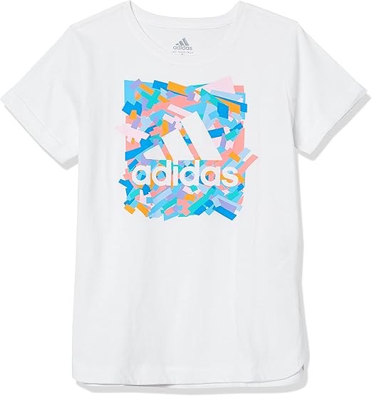 adidas Girls' Big Short Sleeve Tee T-Shirt, White, X-Large