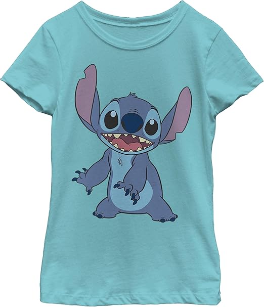 Disney Lilo Basic Stitch Girl's Solid Crew Tee