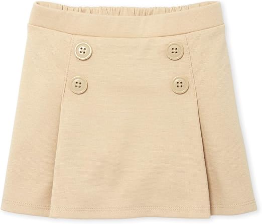 The Children's Place Girls Toddler Uniform Ponte Knit Button Skort Shorts, Sandy Single, 4T US