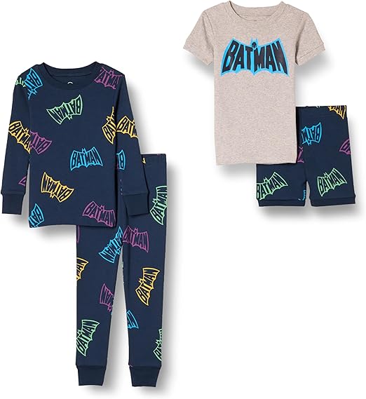 Amazon Essentials DC Unisex Kids and Toddlers' Snug-Fit Cotton Pajama Sets