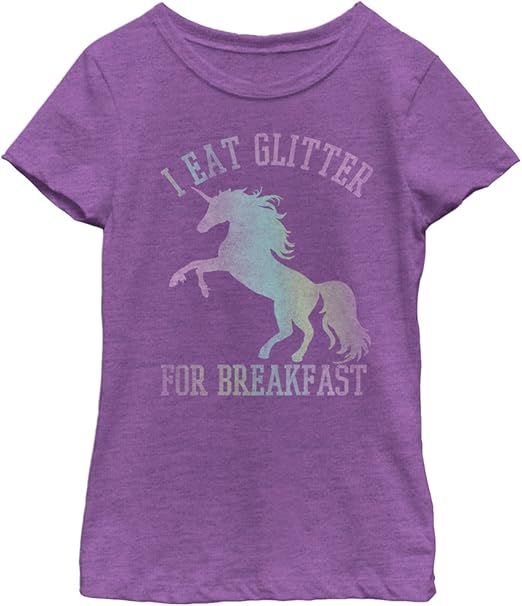 Lost Gods Girls' Little Unicorn Breakfast Graphic T-Shirt