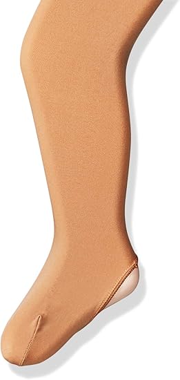 Capezio Girls' Ultra Soft Self Knit Waistband Tight,Light Tan, One Size (2-6)