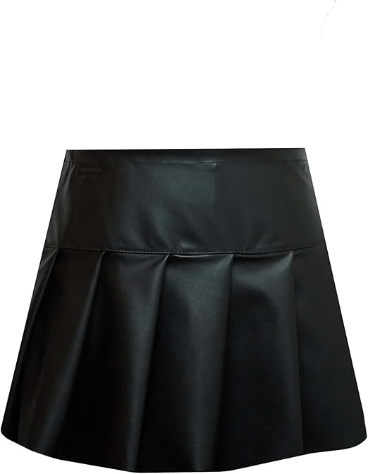 Amy Byer Girls' Faux Leather Pleated Skirt