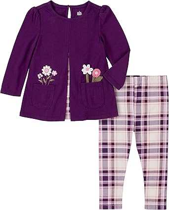 Kids Headquarters Baby Girls' 2 Pieces Leggings Set, Purple, 12M