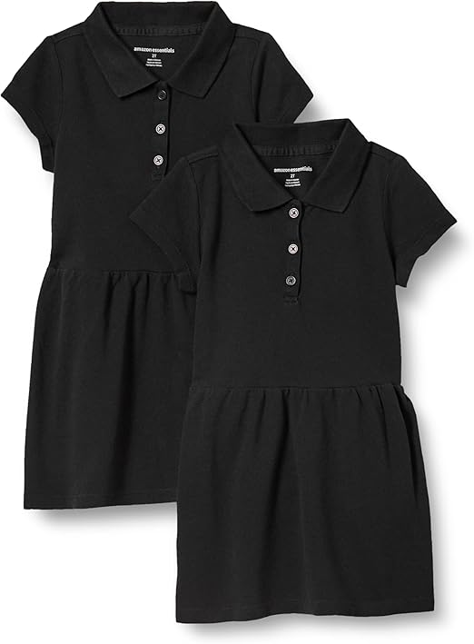 Amazon Essentials Girls and Toddlers' Short-Sleeve Pique Polo Dress, Multipacks