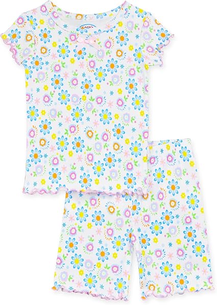 Sara's Prints Little Girls Fitted 2 Piece Short Pajama Set