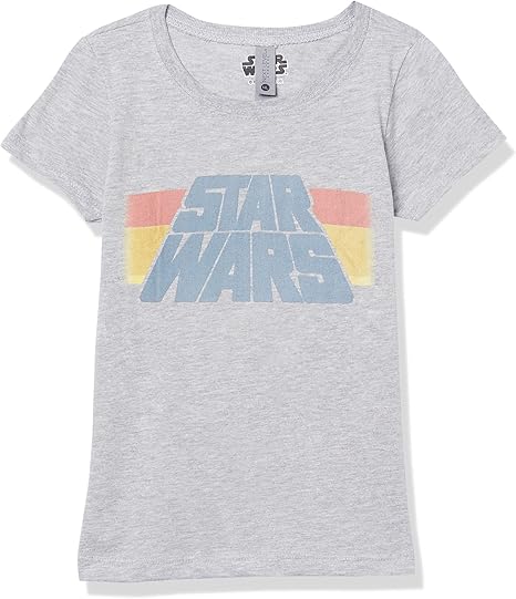 STAR WARS Logo Stripe Girls Short Sleeve Tee Shirt