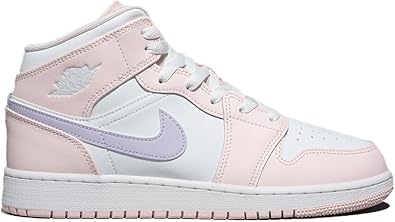 Air Jordan 1 Mid Big Kids' Shoes (FD8780-601, Pink Wash/White/Violet Frost)