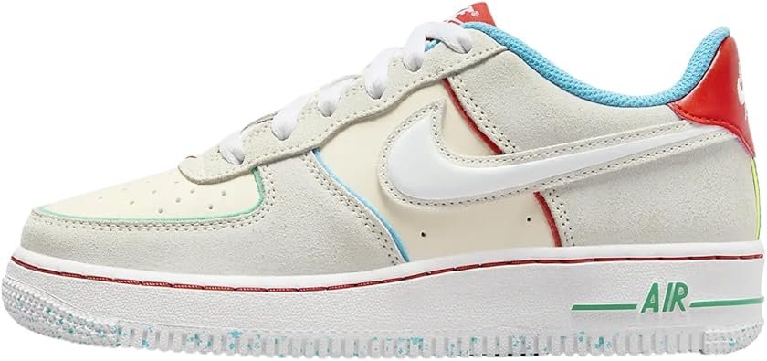 Nike Big Kid's Air Force 1 LV8 2 BG Pale Ivory/White-Picante Red (FQ8350 110)