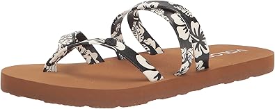 Volcom Easy Breezy Big Girls Thong Flip Sandals, Black White, 13 Kid