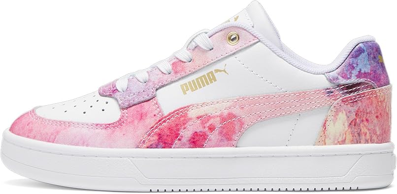 PUMA Caven Sneaker, White-Pink Lilac Team Gold, 7 US Unisex Big Kid