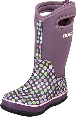 Bogs Kid's Classic High Waterproof Insulated Rubber Neoprene Rain Boot, Dots Print/Purple/Multi, 8 M US Toddler