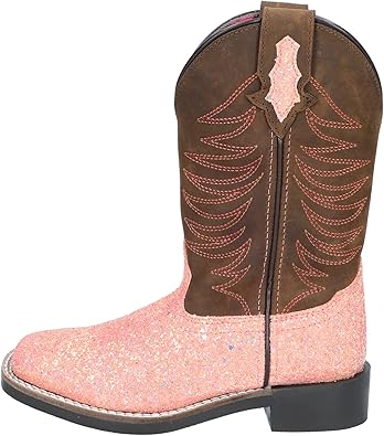 Smoky+Children+Ariel+Pink+Glitter%2c+Crazy+Horse+Western+Cowboy+Boot%2c+Size+10R