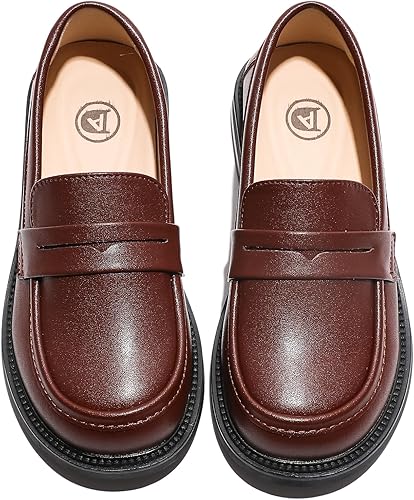 WUIWUIYU Boys Girls Casual Slip-on Loafers Round Toe Church Leather School Uniform Dress Shoes (Toddler/Little Kid/Big Kid)